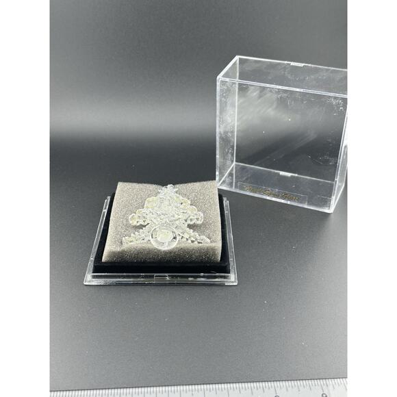 Vintage Hand Spun Glass Christmas Tree Ornament 3" Silver Accents Frosted NIB - Picture 2 of 9